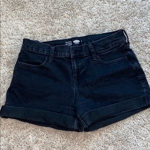 black denim shorts